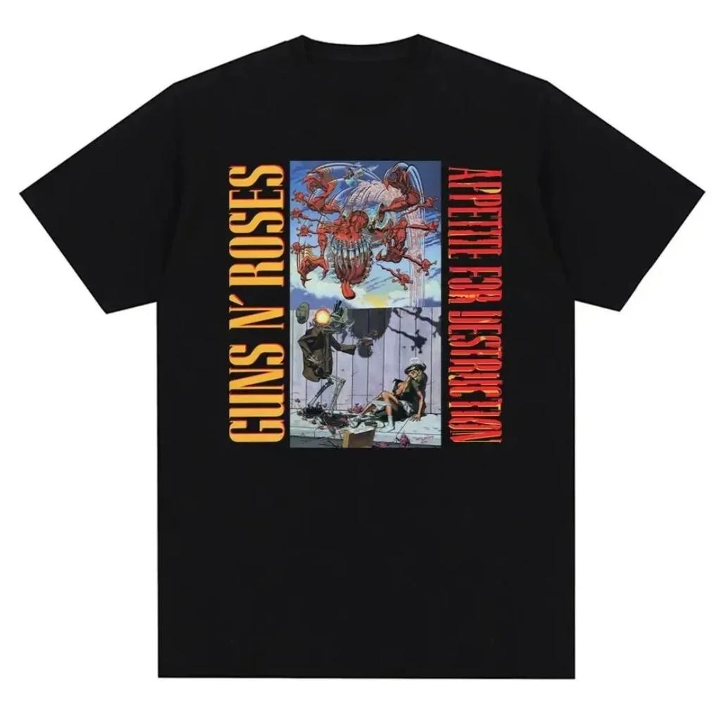 2026 Summer Fashion Guns N Roses Graphic T Shirt Vintage Rock Style Streetwear Short Sleeve Summer Casual Crew Neck Tshirt