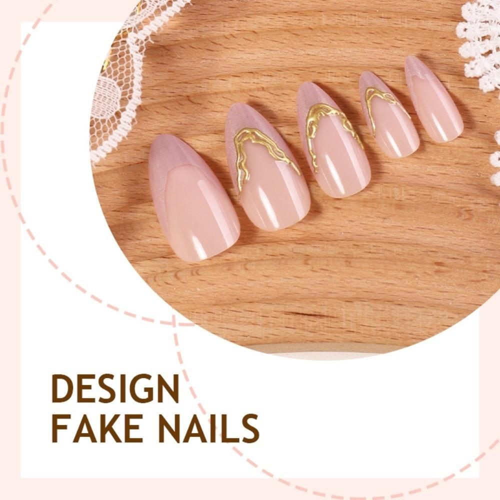 24Pcs Full Cover False Nail Rhinestone Fake Nail Vintage Nail Tips  Women