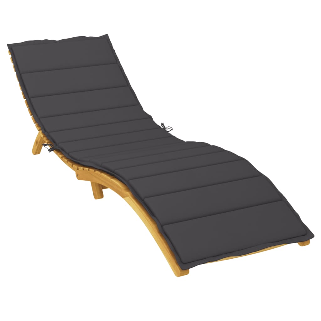 Sun Lounger Cushion Black 200 X 70 X 3 Cm Oxford Fabric