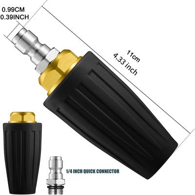 Bico Turbo Rotativo 360° Conexão Rápida 1/4" Pulverizador de Lavadora de Alta Pressão de Latão 4000PSI