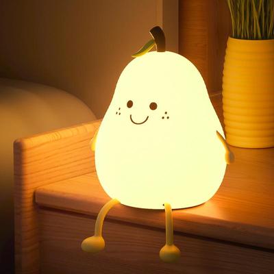 Lâmpada noturna LED em forma de pêra USB recarregável para quarto Silicone