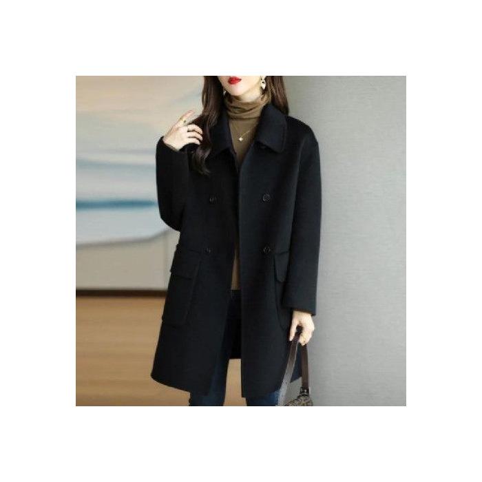 

Plus Size Women s New Mid-Length Woolen Coat - Cotton-Padded, Thickened, Popular Autumn/Winter Style XX-Large