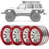 4Pcs 1.9in Aluminium Beadlock Wheel Rims Hubs for SCX10 110 RC Crawler Car (Silver Red)