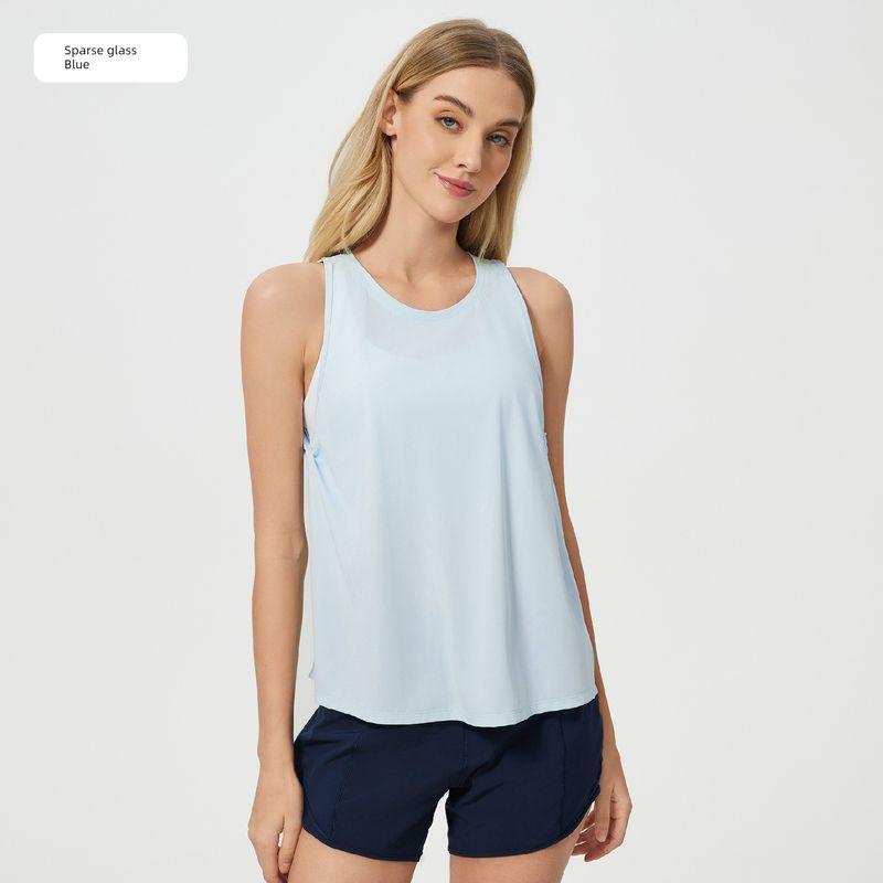 

Lu Same Sports T-shirt Women s Summer Thin Lightweight Breathable Fitness Sports Vest Loose Quick-Drying Sleeveless Yoga Clothes Glazed blue 2XL([67.50 kg-75.00 kg]])
