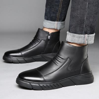 Men's Shoes Martin Boots Men's High-top British Fashion Tooling Boots Versatile Winter Velvet Thermal Cotton Boots