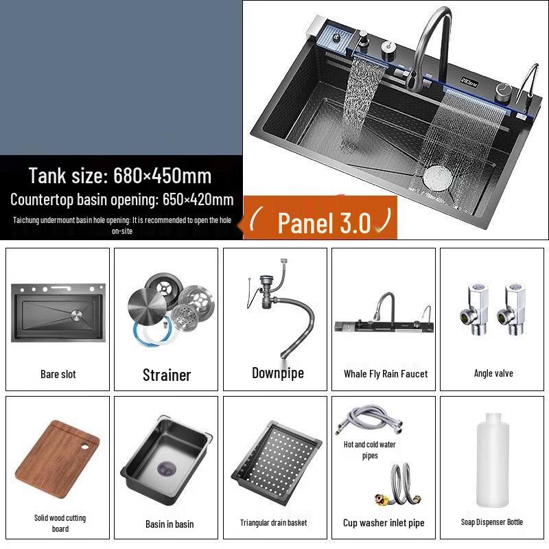 TLXT Waterfall Honeycomb Stainless Steel Single Basin Sink