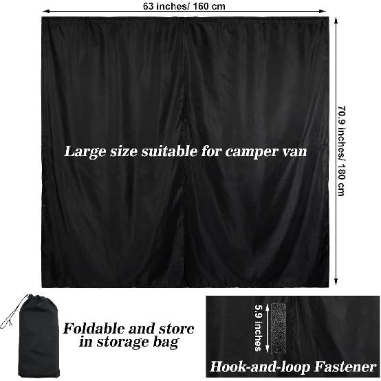 71 X 63 Van Privacy Curtain In Cab Or Rear Light Blocking Cab Divider Curta Campervan Kit For Van RV Truck For Travel Nap Camping