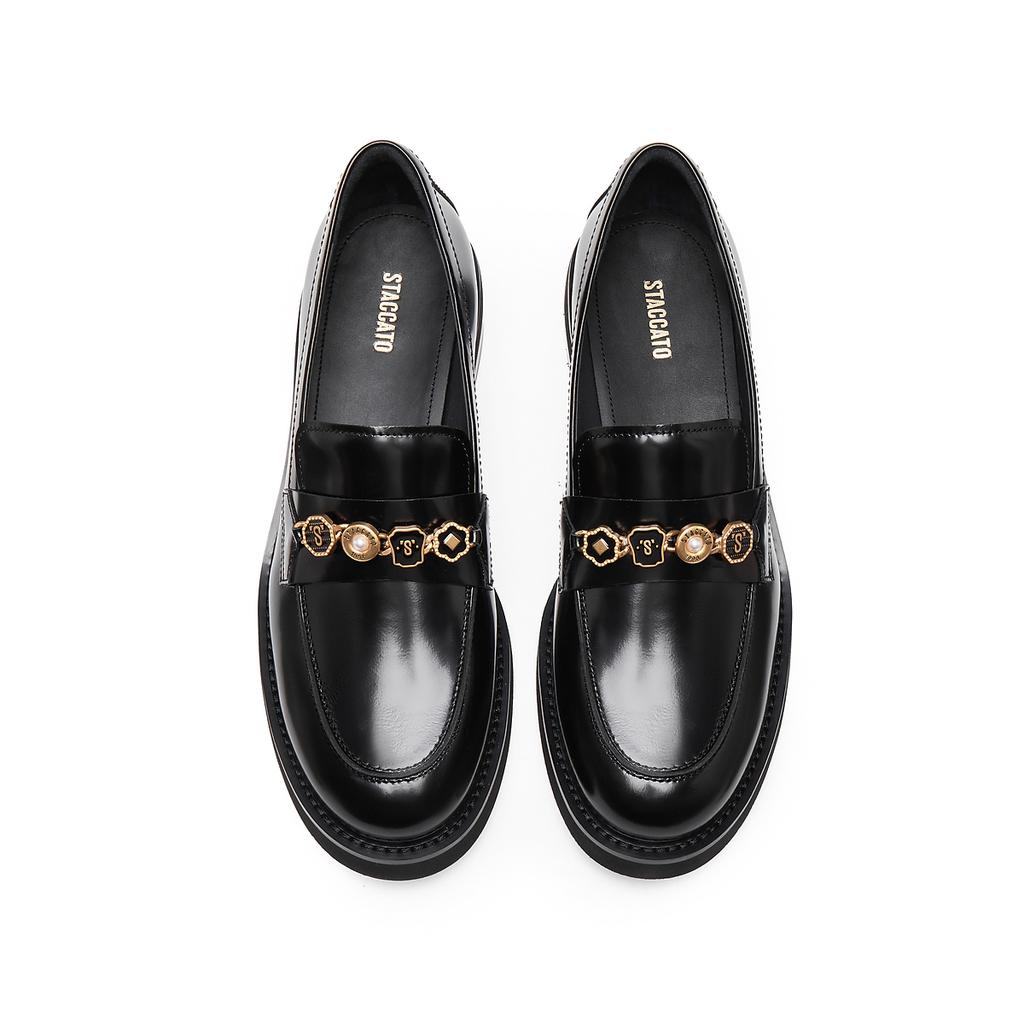 Sijiatu Spring New Four Convenience Jazz Fu Shoes, Coarse Heel Small Leather Shoes, Women's Single Shoes 9UL01AA5