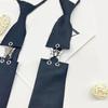 Unisex Adjustable Length Black Ties with Metal Butterfly Linked Vintage Punk Pre Tied Necktie Preppy Uniform Neckwear