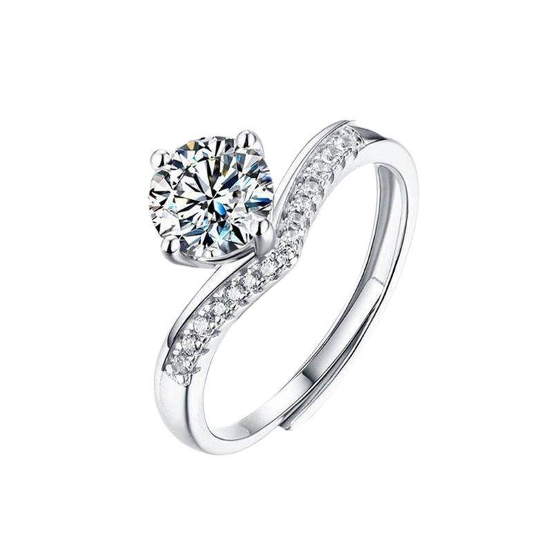 

S925 Sterling Silver Moissanite Ring Princess Crown Ring Fashion Living Adjustable Ring Elegant Women s Jewelry Gift adjustable open band