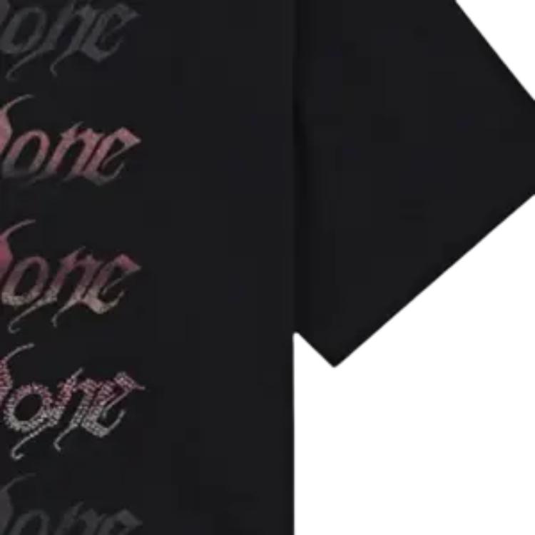 We11done Ss26 Rhinestone Style Logo Short Sleeve T-Shirt Unisex Tops WD-TT2-26-769-U-BK