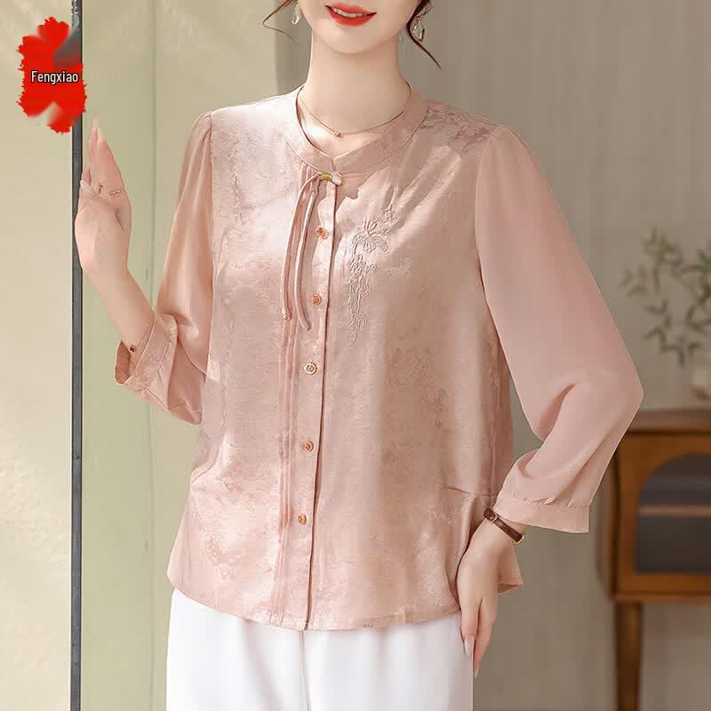 

Women s Floral Knitted V-Neck Blouse 3XL
