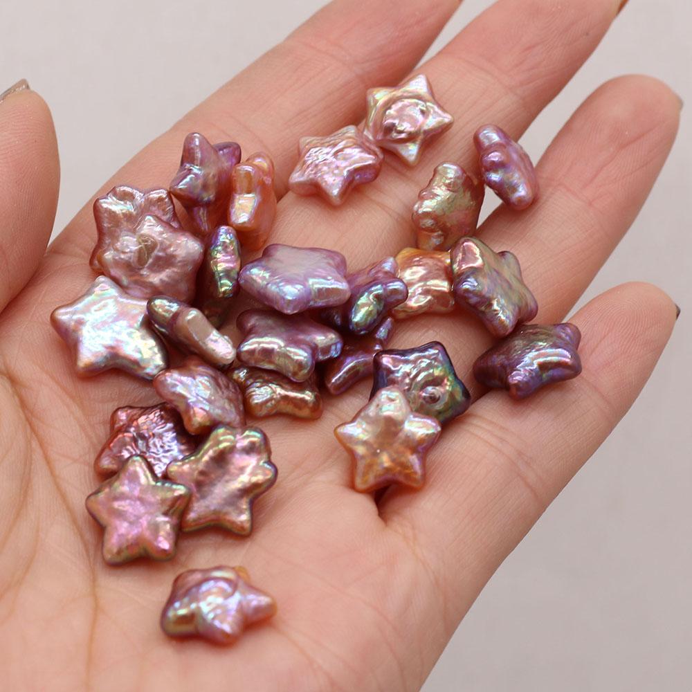 1Pc, Purple Non-porous Natural Shell Beads, Handmade Pentagram Loose Beads, 1.2-1.3cm, for DIY Necklace Bracelet Anklet Accessories, Jewelry Making