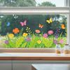 Simple and Fresh Grass, Flowers, Butterflies. Outdoor Balcony. Glass Windows. Window Stickers for Beautification.