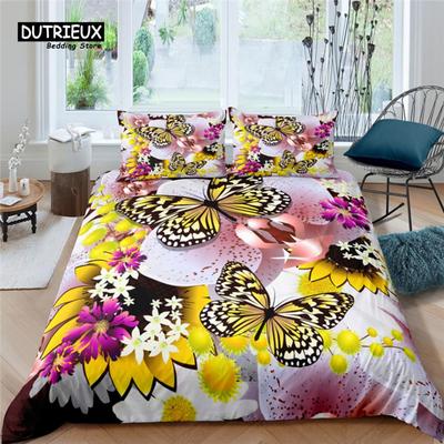 Home Living Luxury 3D Butterfly Bedding Set Comfortable Duvet Cover Set Kids Bedding Set Queen and King EU/US/AU/UK Size
