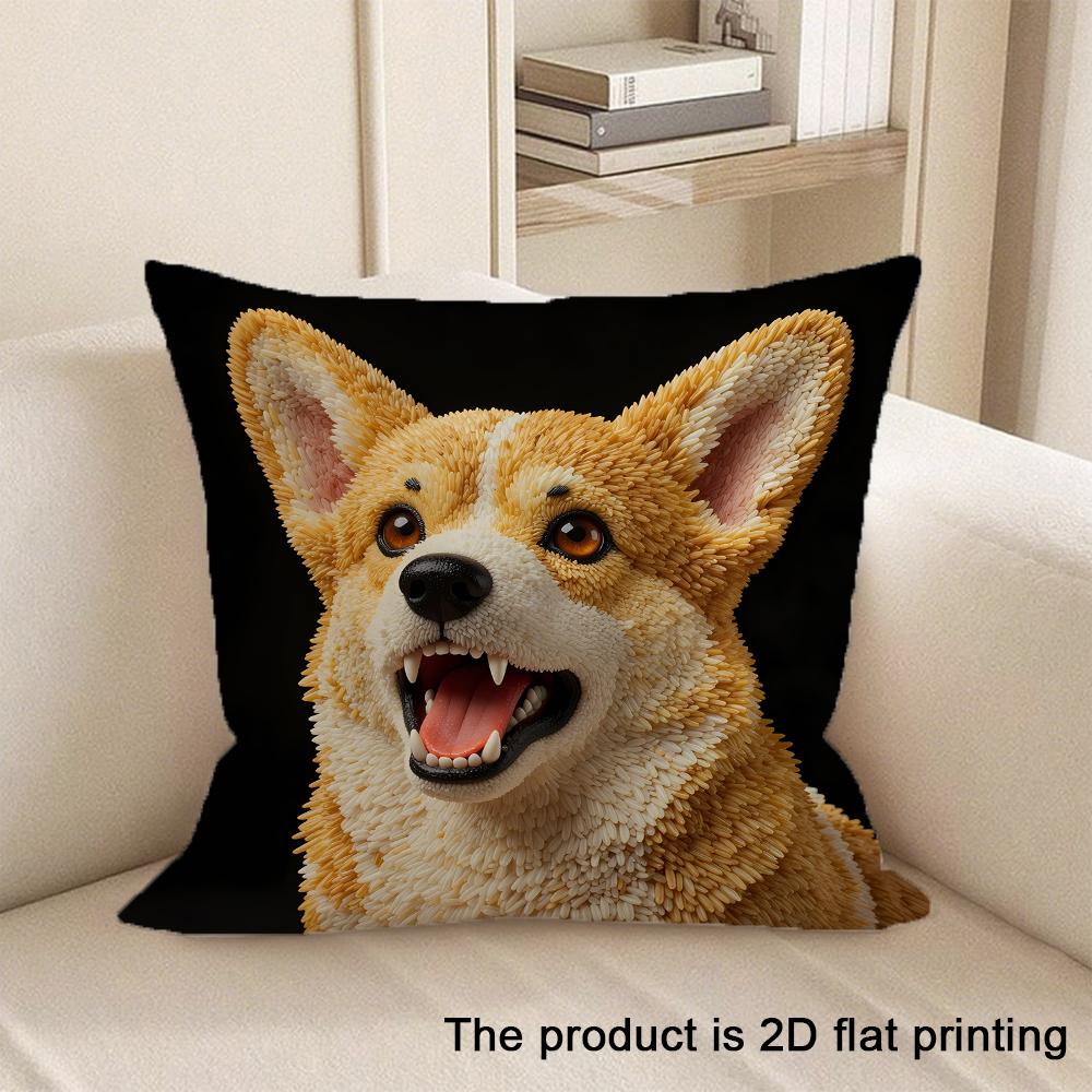 1pc Adorable 2D Flat Printed Animal-Patterned Pillowcases Sofa cushion cover home bedroom room decoration