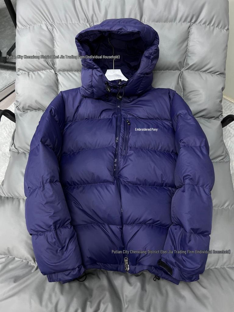 Klasická Unisex péřová bunda Polo s výšivkou a odnímatelnou kapucí