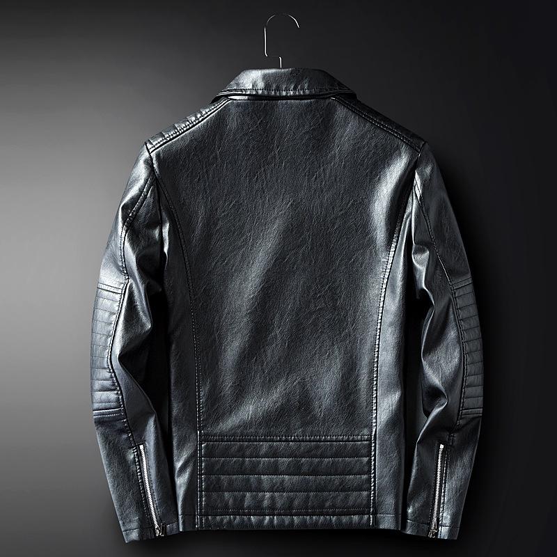 Entering autumn and winter, new men's leather jacket, slim-fitting youth locomotive PU leather lapel casual wallet