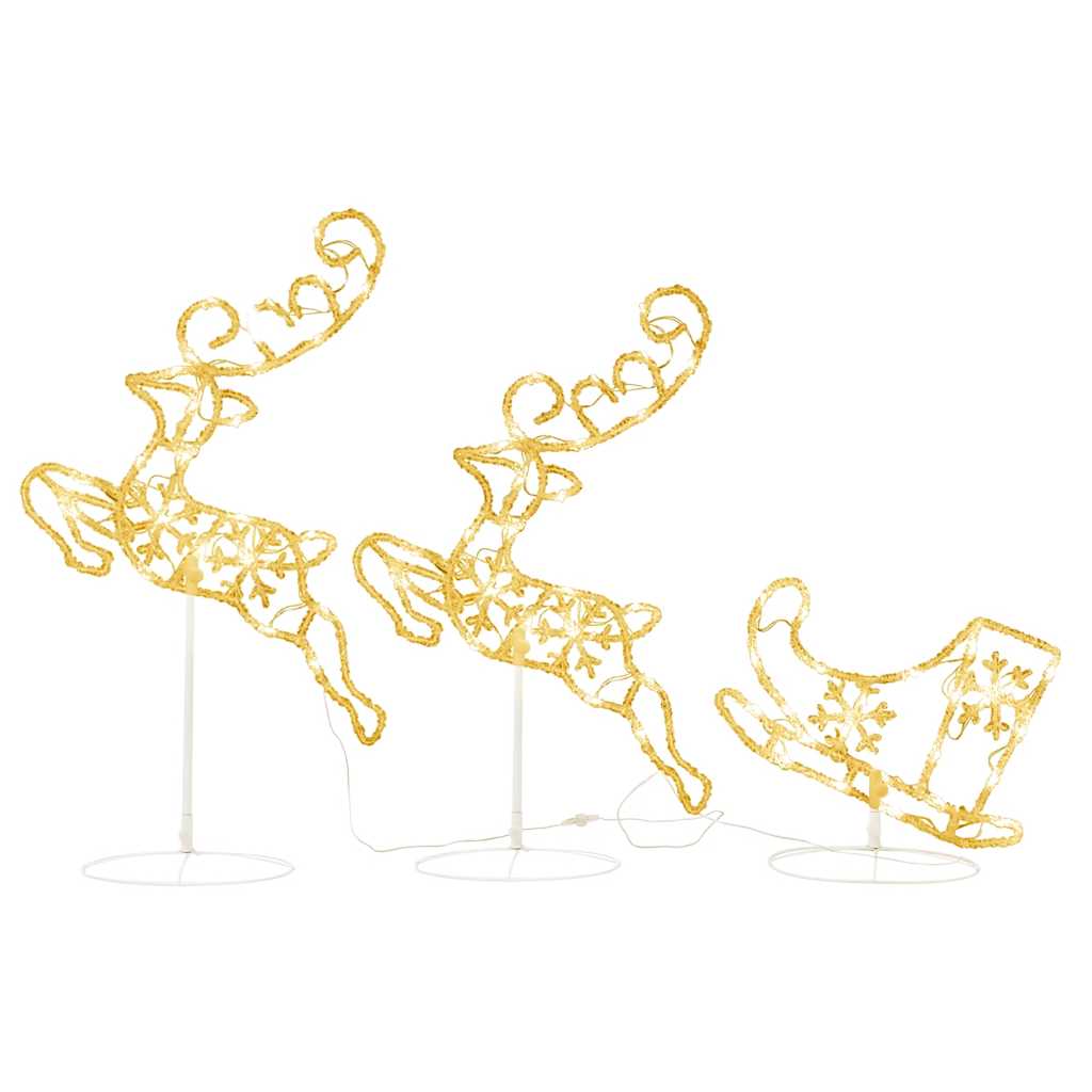 Christmas Decoration LED Reindeer & Sled Acrylic 260*21*87 Cm