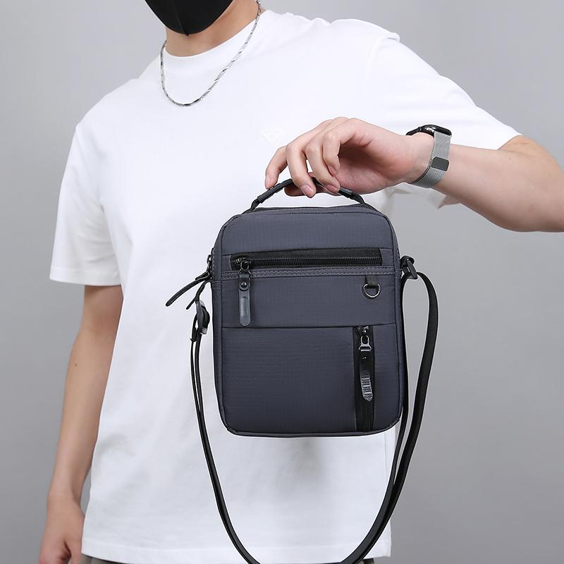 Messenger Sling Bags for Men Casual Oxford Small Zipper Crossbody Pouch Simple Mini Crossbody Phone Bag Male Side Shoulder Bag