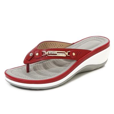 Pantofole da Donna 2025 Estate Nuova Moda Metallo Bottone Ciabatte Scarpe Zeppa Sandali da Spiaggia Donna Esterno Piattaforma Tempo Libero Infradito