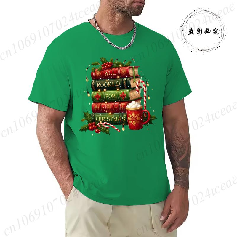 

All Booked for Christmas Printed Tshirt Women Men Tshirt Christmas Teacher T Shirt Caual Book Lovers Mens TShirt Short Sleeve 4XL