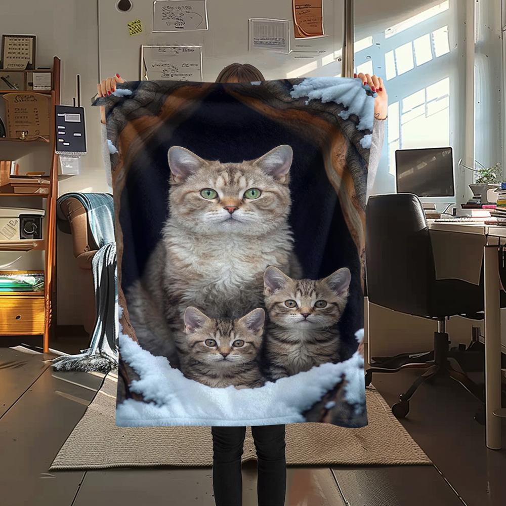 

1PC Snowy Tree Haven Print Flannel Blanket, High quality Comfortable for All Seasons, Home Decor, Warmth and Comfort 80cm x 120cm