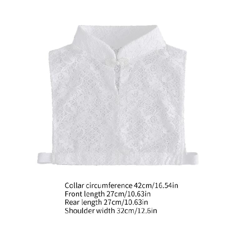 Odpinany fałszywy kołnierzyk Dziewczęcy Pół-koszula Zapinana na guziki z żabą Łączenie z koszulą lub sukienką dla Lady Girl Półkołnierz koszuli