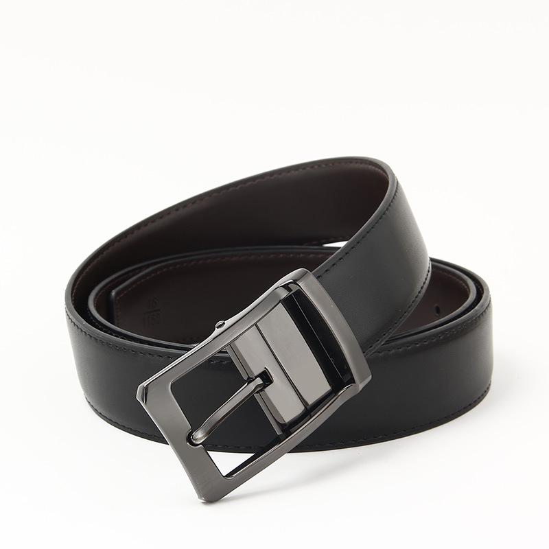 Dulilu Men's Two-Layer Leather Pin Buckle Casual Belt