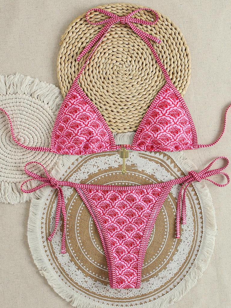 Sexy Zweiteiliger Bikini-Badeanzug mit Dreiecks-Cup-Print, Elegant und Bequem für den Sommerurlaub