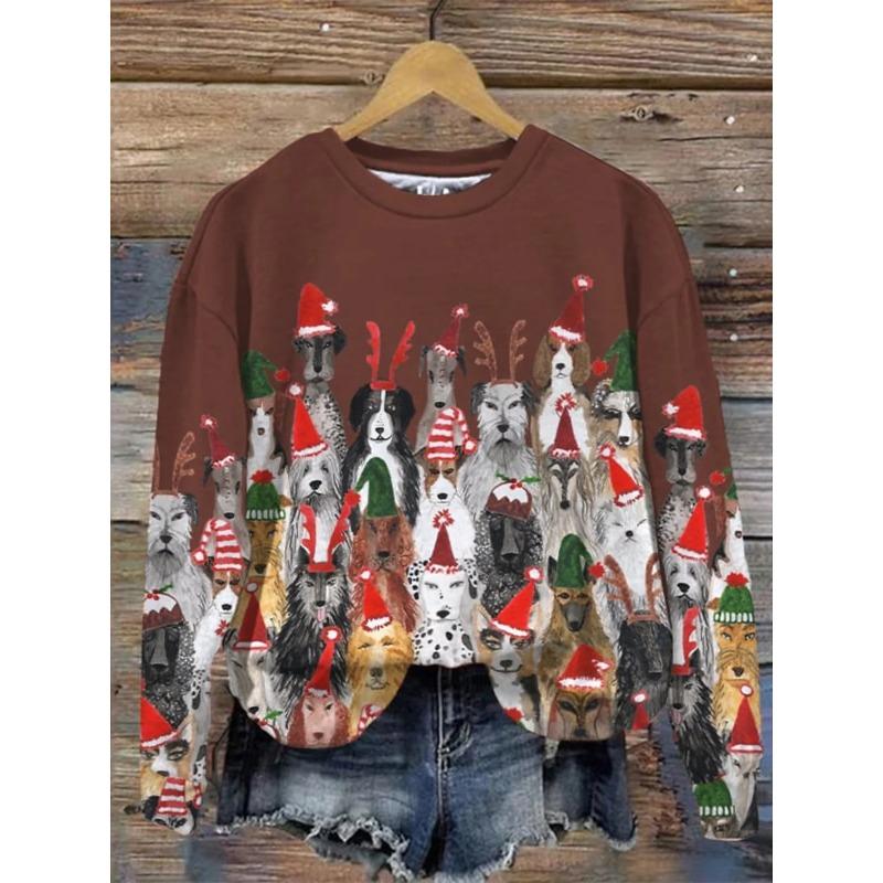 

Топ с круглым вырезом и 3D-принтом кошки, повседневная женская футболка с длинным рукавом - Мягкая полиэстеровая ткань средней эластичности, одежда свободного кроя для весны и осени 5XL