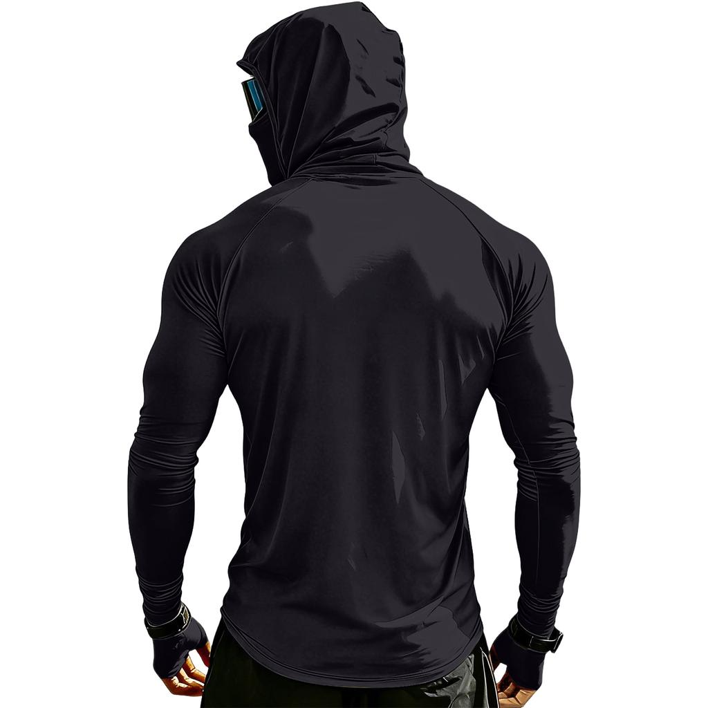 Herren Langarm-Sonnen-Hoodie mit Gesichtsschutz, Leichter, Atmungsaktiver Sport-Pullover für Outdoor-Aktivitäten