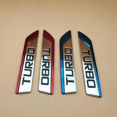 Levá Pravá Červená Modrá Univerzální Modifikovaný Auto Samolepka Turbo Auto Boční Značka Kovová Chromová Samolepka 13,6 cm X 2,2 cm Vnější Auto Samolepka