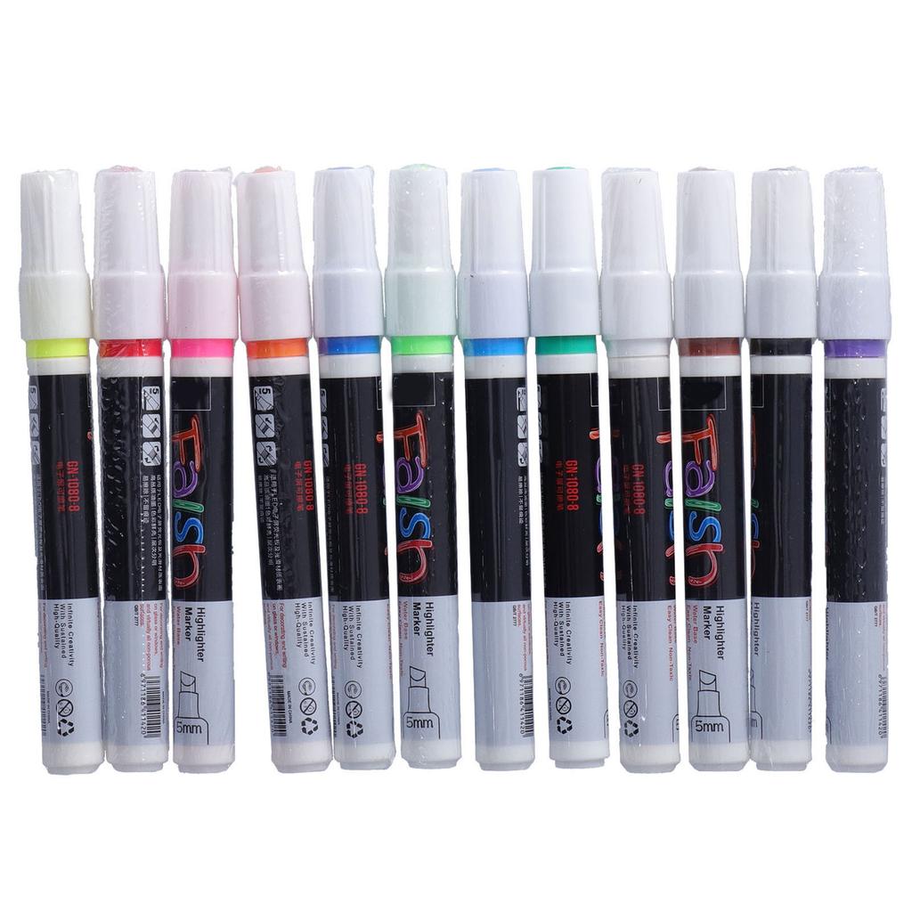 12pcs Highlighters Erasable Bright Color Smooth Watercolor Markers for Electronic Screen Painting Graffiti