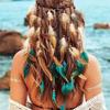 Elegantes Quasten-Feder-Stirnband mit Perlen, verstellbar, Boho-Stil, Kopfschmuck, Ethnisch, Bohemian, Regenbogen, Indisches Stirnband, Festlich