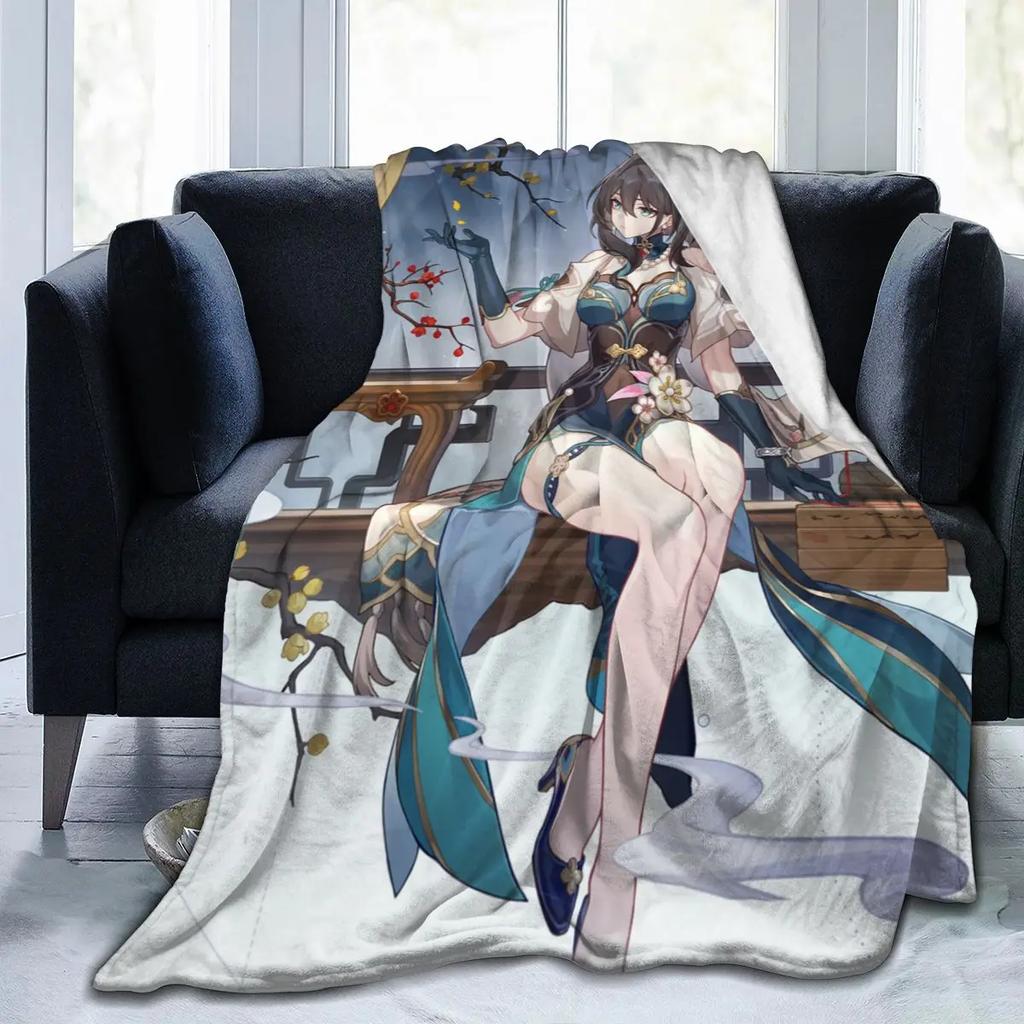 Anime Honkai Star Rail Acheron All Season Fleece Blanket Throw Ultra Soft Flannel Blanket Digital Printed Premium Fluffy Fleece