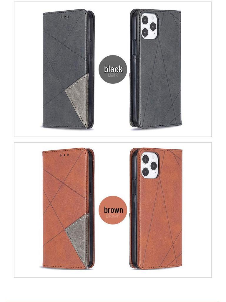 Apple 16 Diamantový Vzor Kožené Pouzdro pro iPhone 15/16 Pro - Ochranný Kryt s Texturou Hovězí Kůže