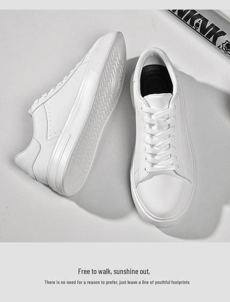 Men's Trendy Non-slip Thick-soled White Sneakers - Breathable, Versatile, Large Size Casual Sports Shoes