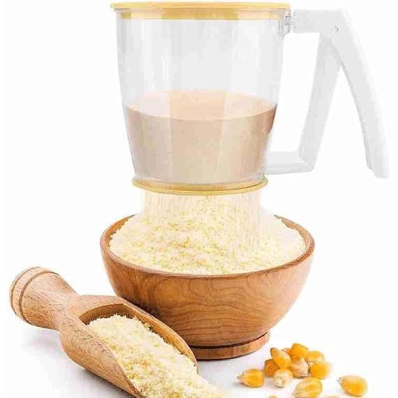 ,Sifter Creative Cup Flour Sifter Strainer Plastic Fine Sugar Powder Flour Sieve Filter with Lid Kitchen Baking Pastry Tools