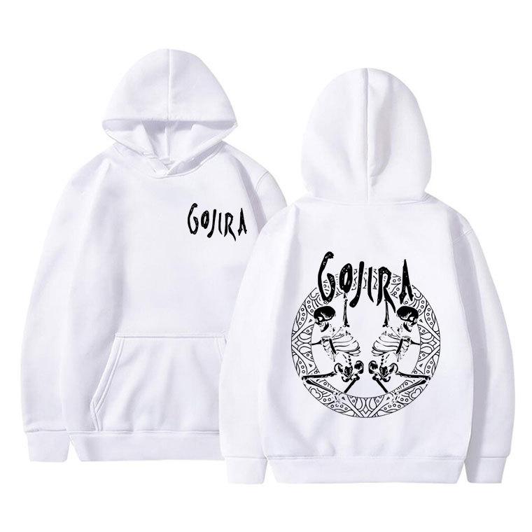 Metallband Gojira Skelett Doppelseitiger Grafikdruck Print Hoodie Herren Herbst Fleece Hoodie Langarm Mode Streetwear