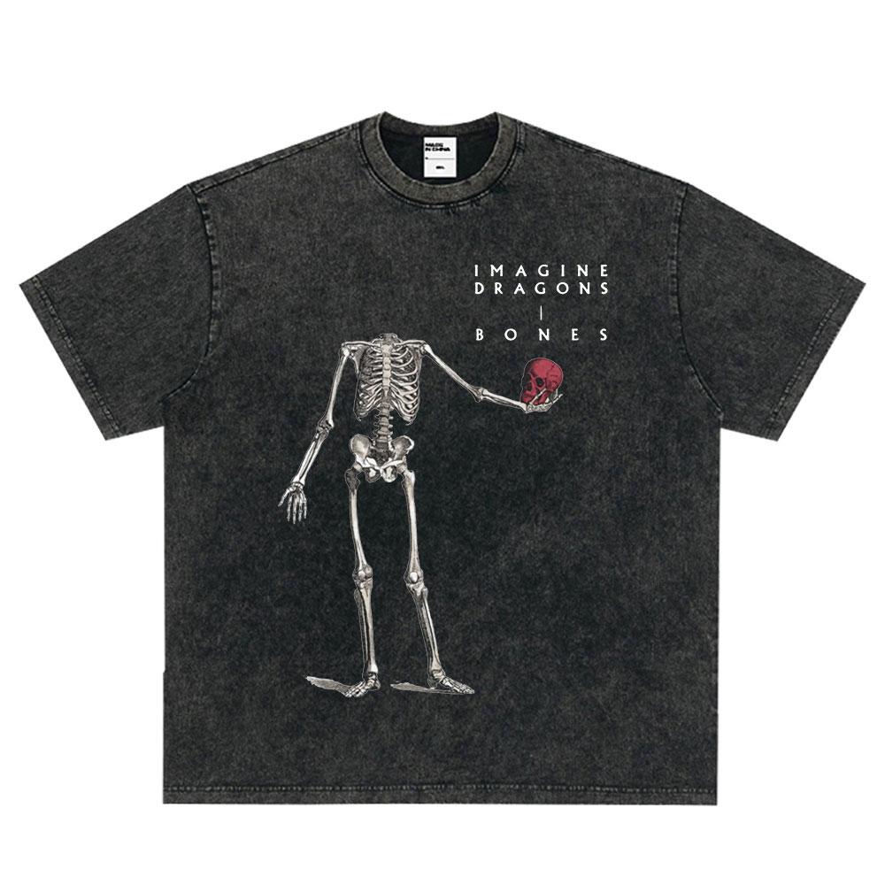 Imagine Dragons Loom World Tour Vintage Washed T Shirt Rock Band Tshirt Men Women High Quality Cotton Short Sleeve T Shirt