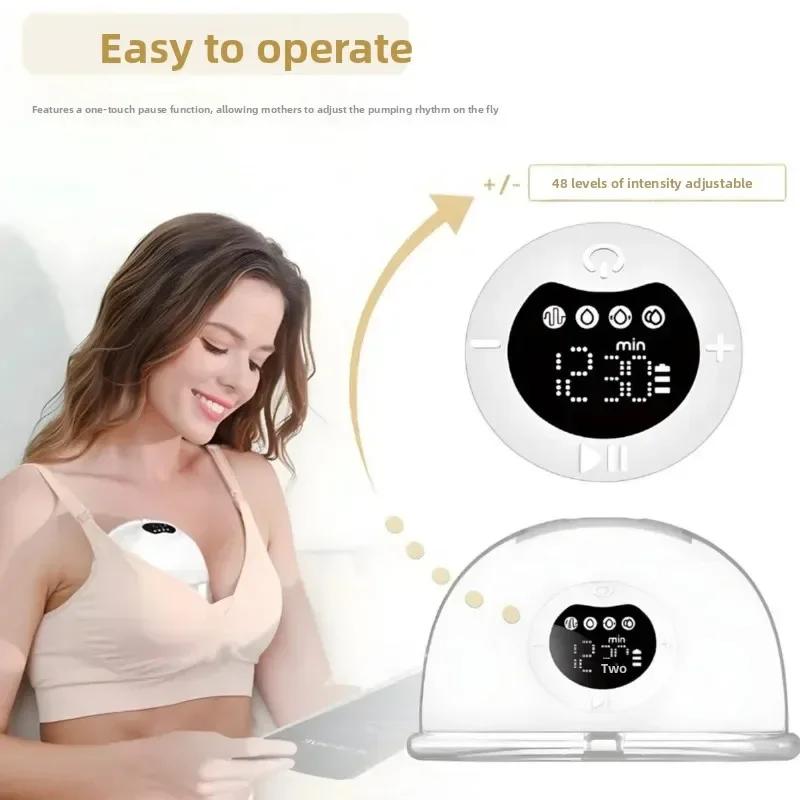 Moms High Suction Wearable Breast Pump Invisible Integrated Double Electric Breastfeeding Pump with Storage Bottlesrage Bottles