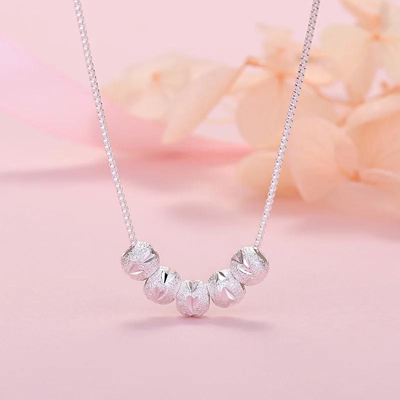 Pretty Copper 18K Gold Color lucky beads Chain Necklace For Women Man Fashion Wedding Party Jewelry Christmas gifts