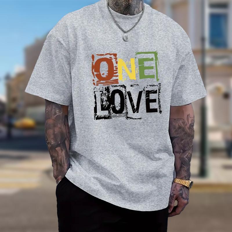 New Summer Men's Fashion T-shirt Personality Letter LOVE Printed Men's T-shirt Top