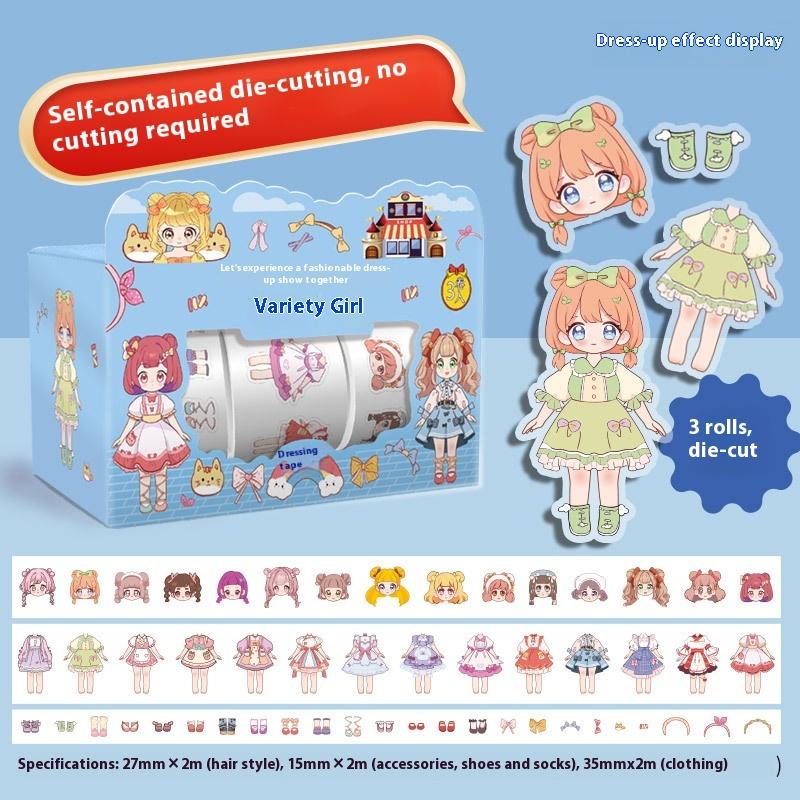 

Cute Princess Dress Up Waterproof Sticker Girl Cartoon Washi Tape Set Cute Children S Handbook Character Decoration Sticker