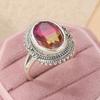 Vintage CopperColor Inlaid Red CZ Women's Ring Geometry Carving Daily Wear Party Jewelry