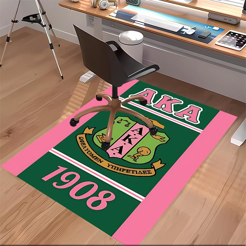 1pc AKA Logo Print Area Rug - Soft, Washable Non-Slip Indoor Mat for Office Chairs, Living Room, Home Office Decorative Rug