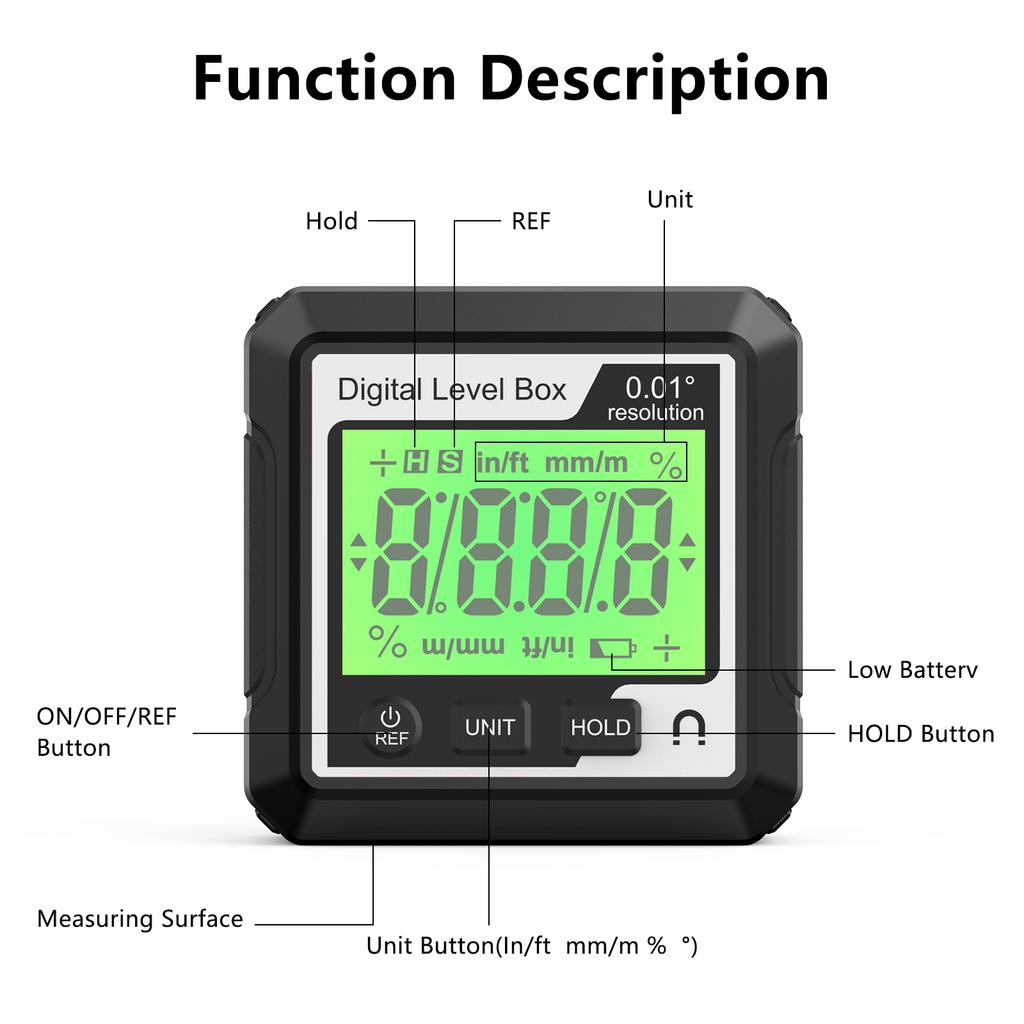 3in1 Magnetic Inclinator Digital Level and Angle Finder Versatile 4 * 90 Degrees  Inclinometer LCD Display Dipmeter