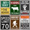 Vintage No Parking Metal Sign, Caution Metal Poster, Warning Slow Down Road Sign, Private Road, Home Decor, WY263