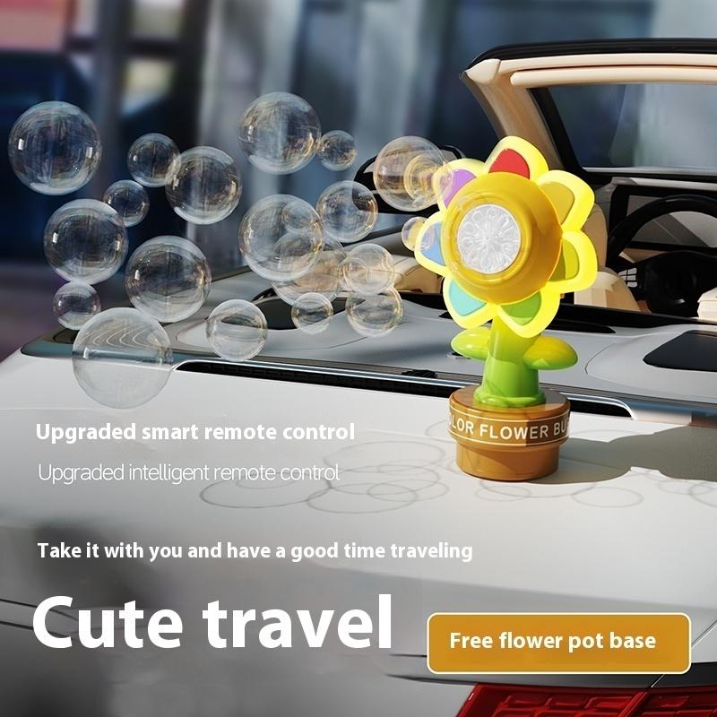 

Перезаряжаемый Пульт Дистанционного Управления Автомобилем Веселая Семицветная Машина для Пузырей в Виде Цветка Автомобиль Капает Плюется Пузырями Свет Качающаяся Машина для Пузырей в Виде Подсолнуха